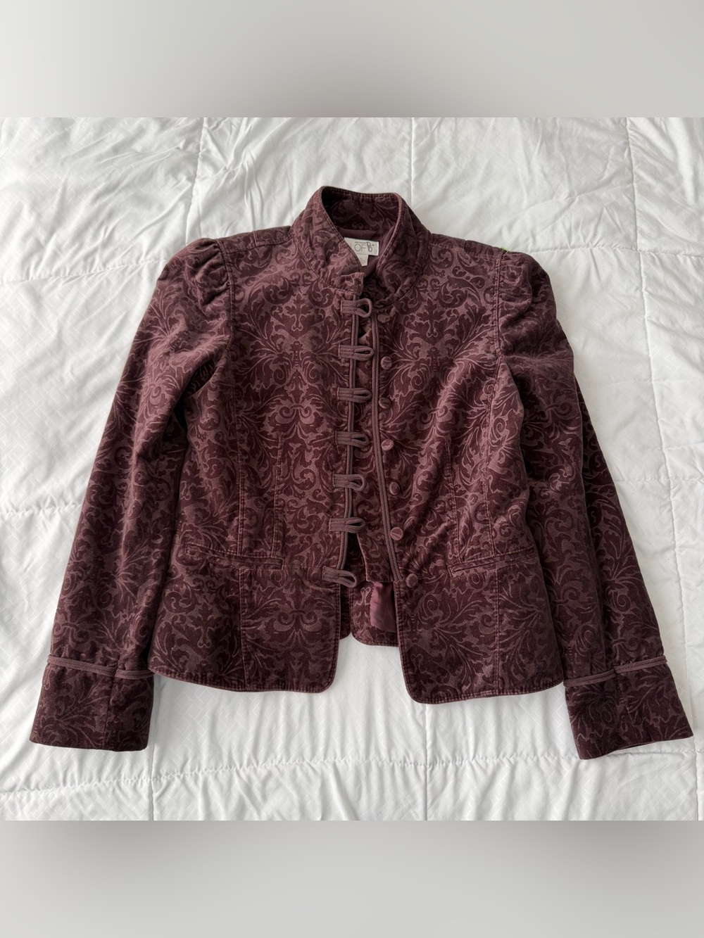Ann Taylor Loft Embossed Velvet Jacket 10 Brown Regencycore Steampunk Vintage